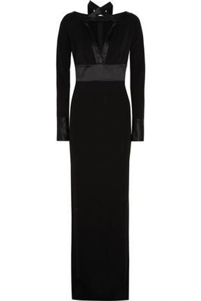Shop Givenchy Silk-satin Paneled Crepe Gown In Black