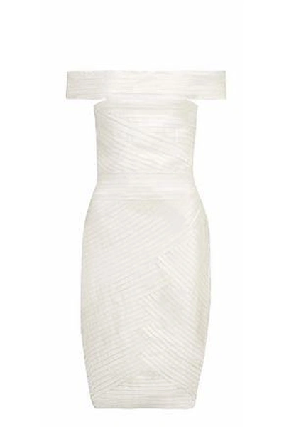 Shop Pierre Balmain Woman Paneled Knitted Dress White