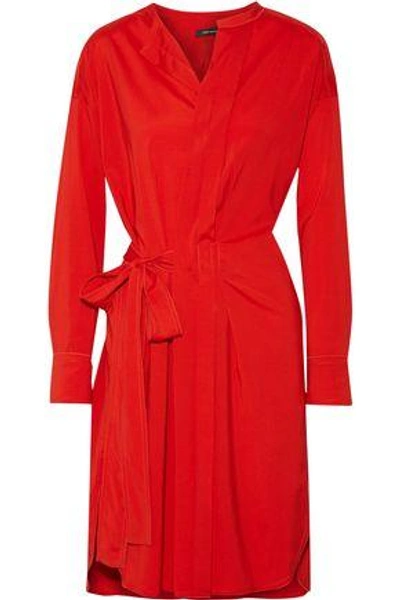 Shop Isabel Marant Dias Stretch Silk And Wool-blend Wrap Dress In Red