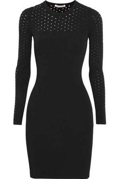 Shop Autumn Cashmere Woman Perforated Stretch-knit Dress Black