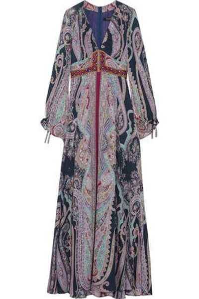 Shop Etro Woman Embellished Paisley-print Silk Maxi Dress Multicolor