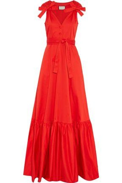 Shop Alexis Woman Indila Fluted Cotton-blend Maxi Dress Red