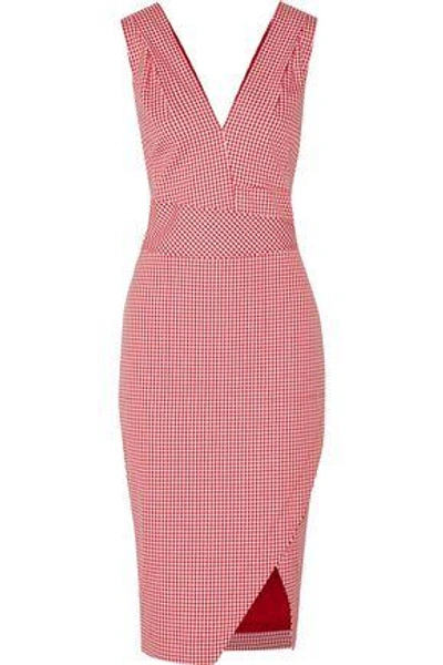 Shop Altuzarra Woman Elida Gingham Cotton-blend Dress Red