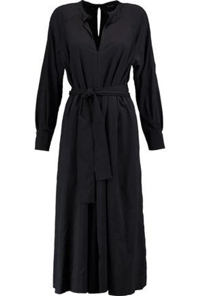 Shop Isabel Marant Woman Dayna Belted Silk-blend Sateen Midi Dress Black