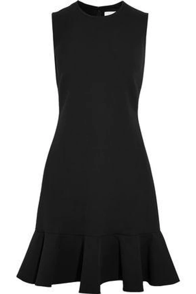 Shop Victoria Victoria Beckham Ruffle-trimmed Crepe Mini Dress In Black