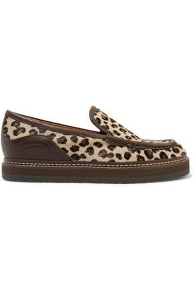 Shop See By Chloé Woman Leather-trimmed Leopard-print Calf Hair Loafers Animal Print