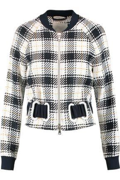 Shop 3.1 Phillip Lim / フィリップ リム Woman Surf Eyelet-embellished Checked Twill Bomber Jacket Gray