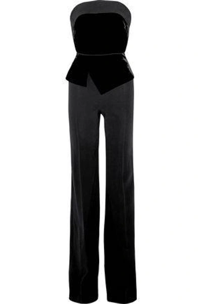 Shop Roland Mouret Woman Lyon Velvet And Crepe Jumpsuit Black