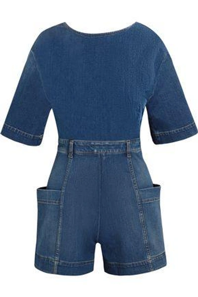 Shop Stella Mccartney Open-back Denim Playsuit In Mid Denim