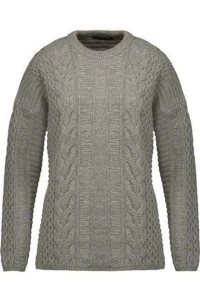 Shop Belstaff Woman Katriona Cable-knit Wool And Cashmere-blend Sweater Gray