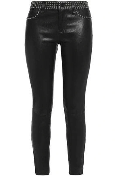 Shop L Agence Leather Skinny Pants In Black