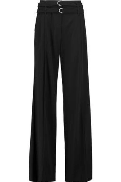 Shop Michael Kors Woman Virgin Wool Wide-leg Pants Black