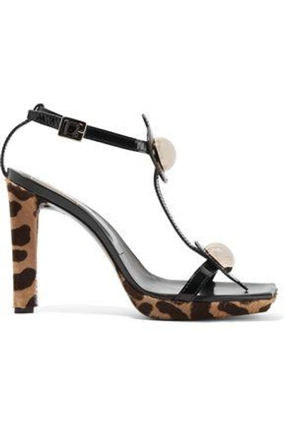 Shop Roger Vivier Woman Embellished Leopard-print Calf Hair Sandals Animal Print