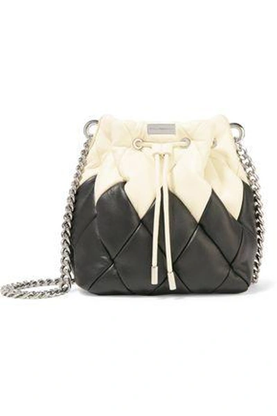 Stella Mccartney Woman Two-tone Faux Quilted Leather Bucket Bag Black ...