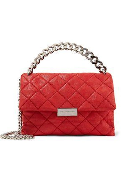 Shop Stella Mccartney Woman Quilted Faux Brushed-leather Shoulder Bag Red