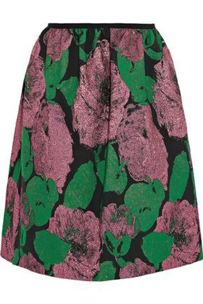 Shop Erdem Woman Loren Rose Metallic Jacquard Mini Skirt Pink