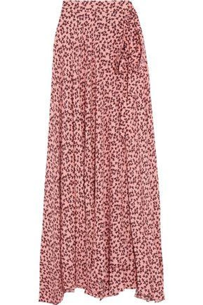 Shop Alexis Woman Corinna Wrap-effect Printed Crepe Maxi Skirt Pink