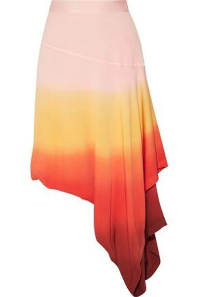 Shop Jw Anderson Woman Asymmetric Layered Dégradé Crepe Skirt Bright Orange