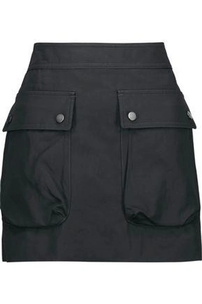 Shop Helmut Lang Woman Cotton And Linen-blend Twill Mini Skirt Black