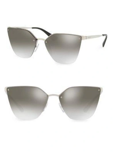 Shop Prada Rimless Gradient Mirrored Sunglasses In Silver