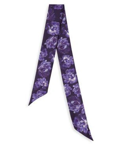 Shop Ferragamo Tulipani Silk Twill Scarf In Purple