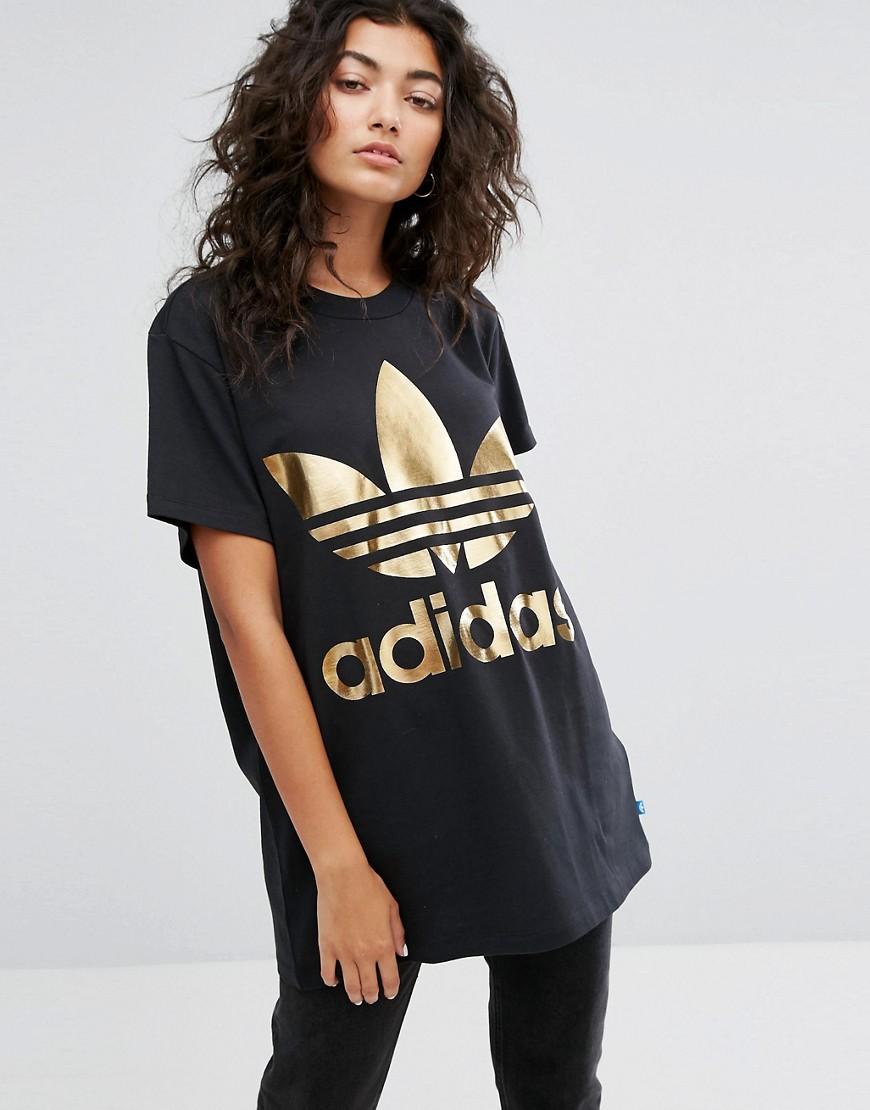 adidas trefoil tee gold