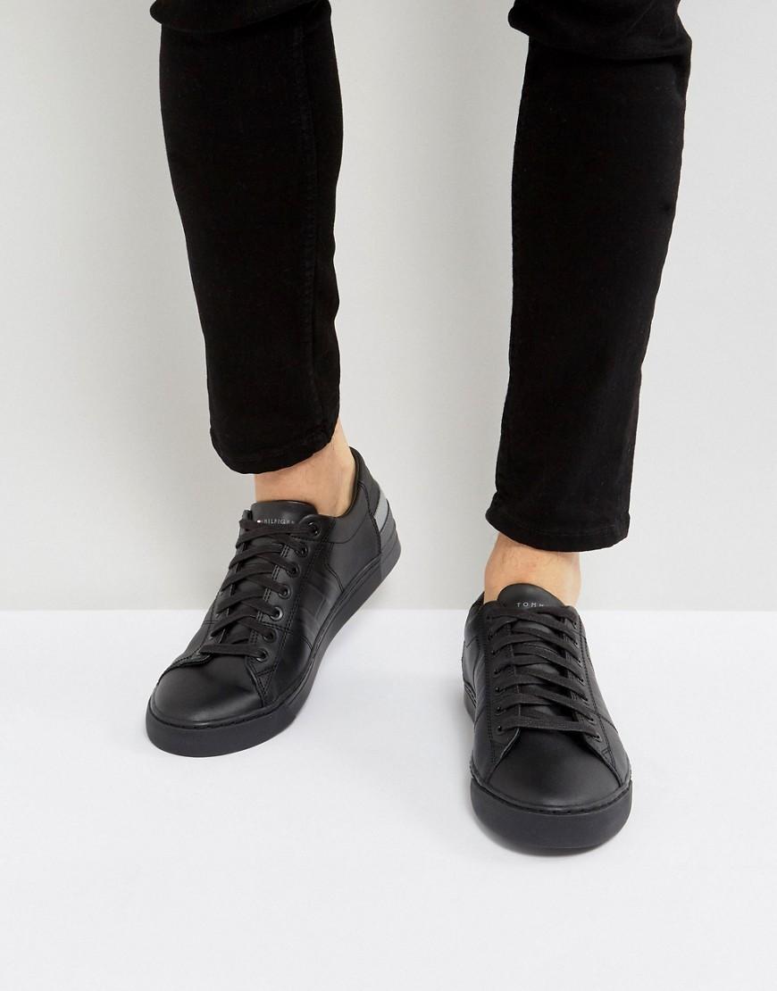 Tommy Hilfiger Jay Leather Sneakers In Black - Black | ModeSens