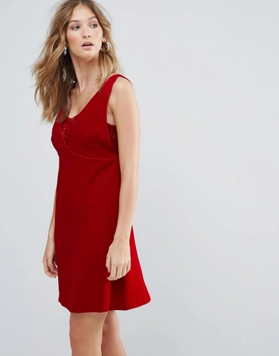 Shop Deby Debo Ezra V Neck Mini Dress - Red