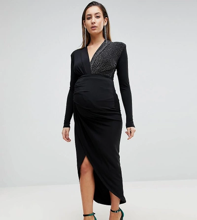 Shop Queen Bee Maternity Wrap Front Maxi Dress - Black