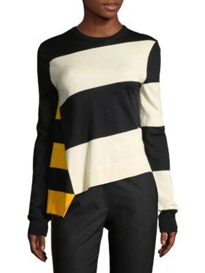 Shop Calvin Klein 205w39nyc Striped Asymmetrical Knit Top In Multi