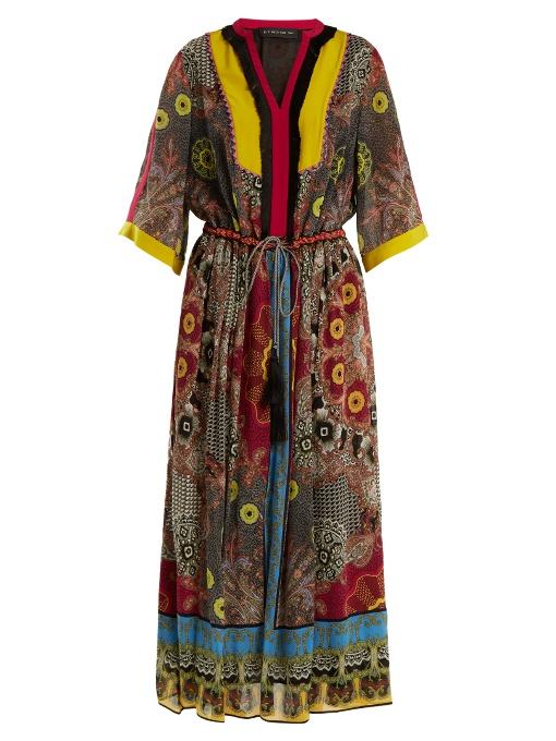 Etro Jungle-Print Fringe-Trimmed Silk Dress In Multicoloured Jungle ...