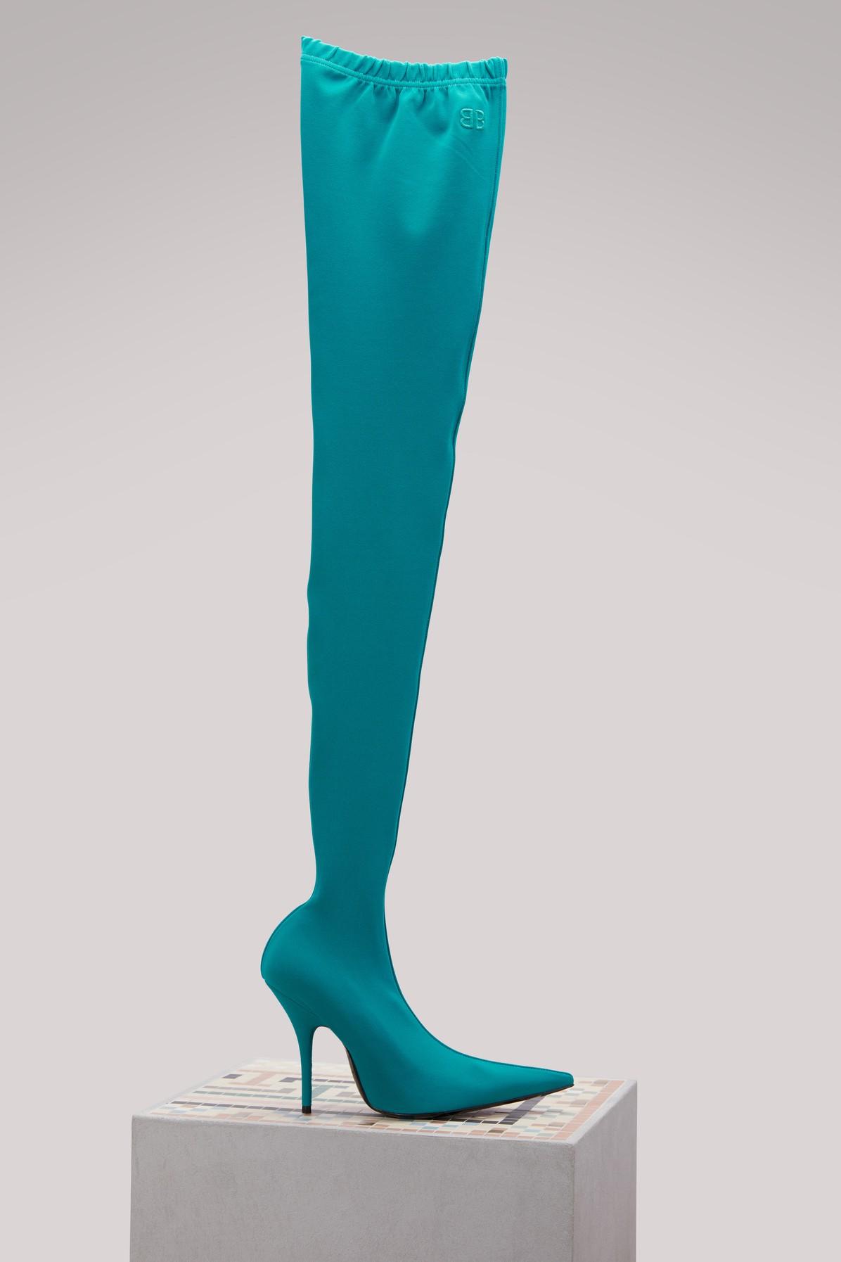 turquoise thigh high boots