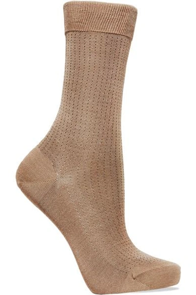 Shop Falke No.2 Pointelle Silk-blend Socks In Taupe