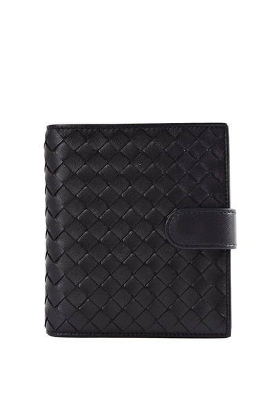 Shop Bottega Veneta Interlace Bi-fold Wallet In Black