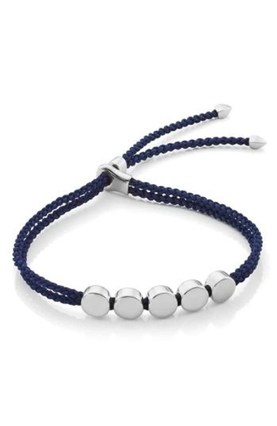 Shop Monica Vinader Friendship Bracelet In Navy/ Silver