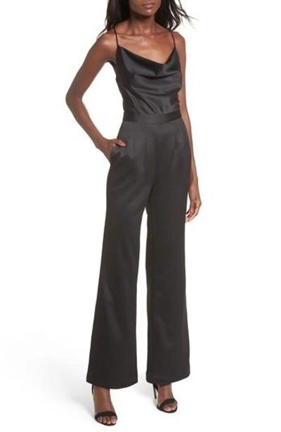 Shop Nbd Diem Satin Jumpsuit In Black