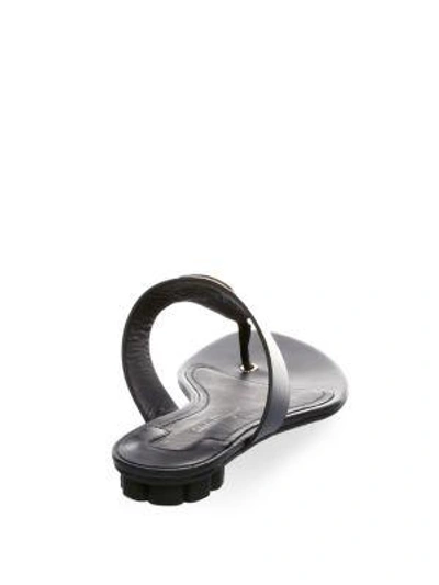 Shop Ferragamo Enfola Metallic Thong Sandals In Black