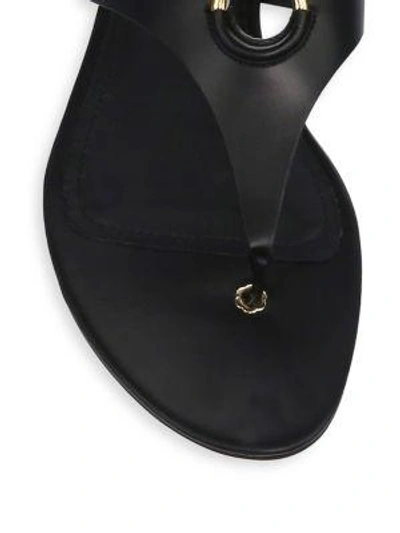 Shop Ferragamo Enfola Metallic Thong Sandals In Black