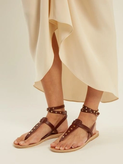 Let at forstå Imidlertid Lake Taupo Ancient Greek Sandals Estia Nails Embellished Leather Sandals In Chestnut |  ModeSens