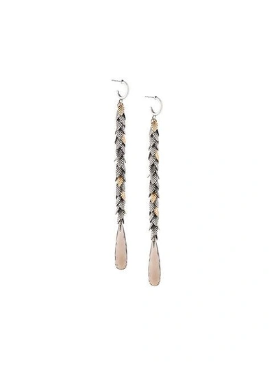 Shop Ugo Cacciatori Hanging Leaves Drop Earrings In Metallic