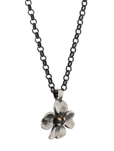 Shop Ugo Cacciatori Tiny Four Leaf Clover Necklace In Metallic