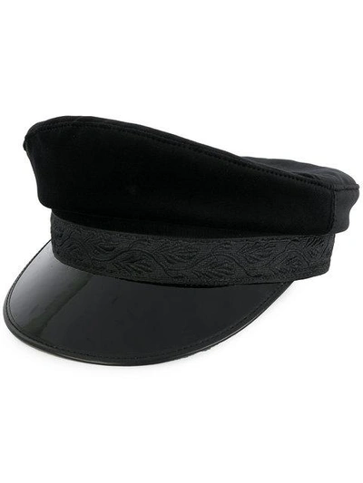 Shop Manokhi Embroidered Detail Wide Brim Hat In Black