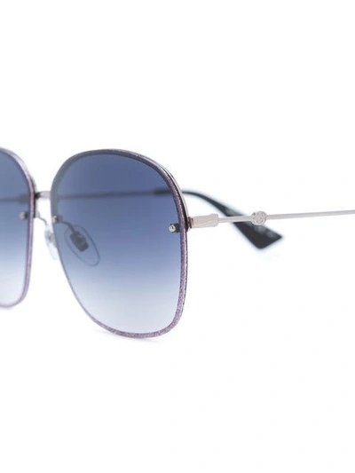 Shop Gucci Eyewear Glitter Rim Round Sunglasses - Purple