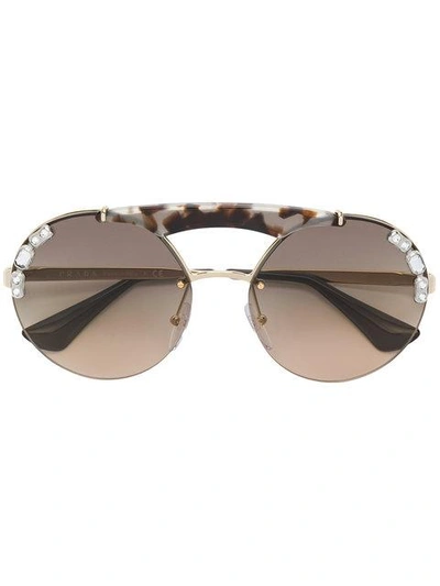 Shop Prada Crystal Embellished Sunglasses In C3o3d0