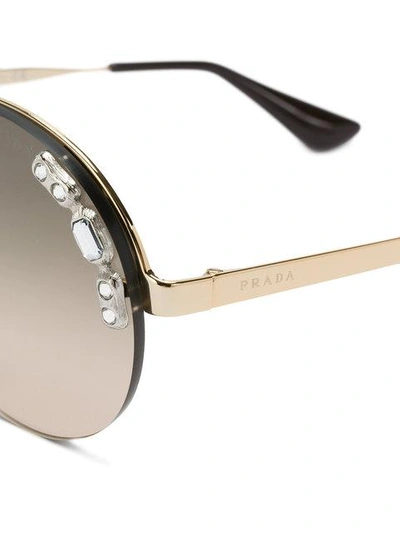 Shop Prada Crystal Embellished Sunglasses In C3o3d0