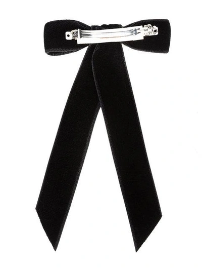 Jennifer Behr Darla Satin Bow Hair Clip In Black
