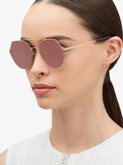 Shop Fendi Eyewear 'eyeline' Sonnenbrille - Metallisch In Metallic