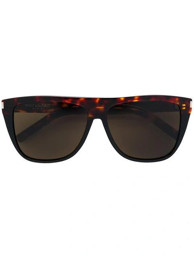 Shop Saint Laurent Square Frame Flat Top Frame Sunglasses In Brown