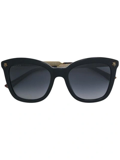 Shop Gucci Eyewear Oversized Tiger Detail Sunglasses - Black