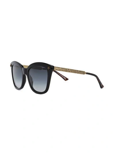 Shop Gucci Eyewear Oversized Tiger Detail Sunglasses - Black